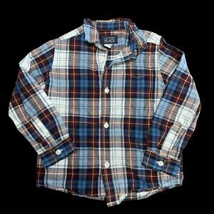 👣 5/$25 - Burgundy/Blue Plaid Long Sleeve Button Up Shirt